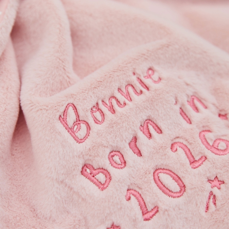 Personalised Born In 2026 Pink Bunny Comforter
