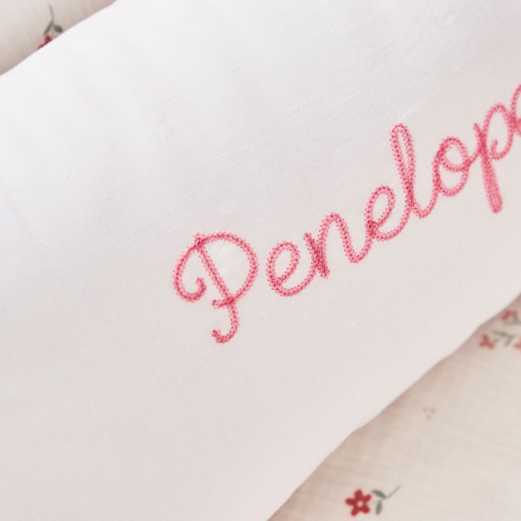 Personalized Name Chain Stitch Linen Cushion 