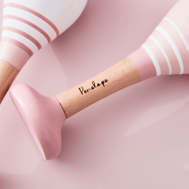 Personalised Pink Wooden Bunny Maracas FSC®