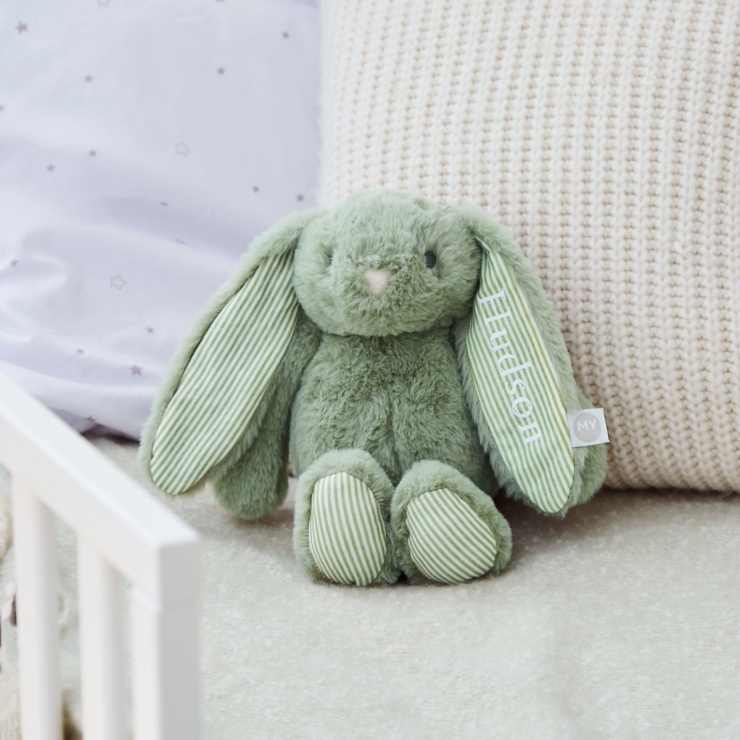 Personalised Sage Bunny Soft Toy 