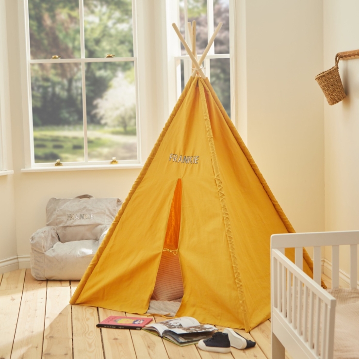 Personalised Kids Concept Letter Patch Embroidered Yellow Tent