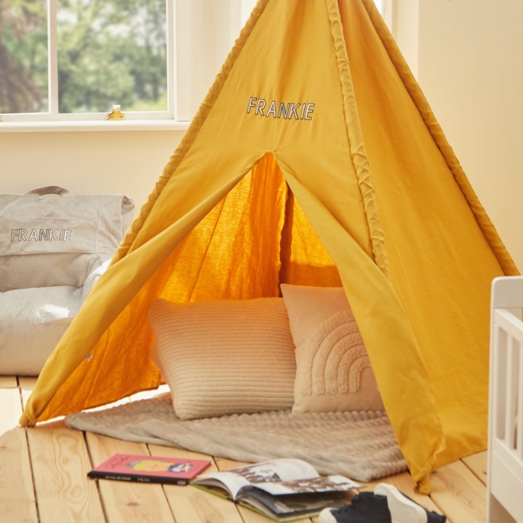 Personalised Kids Concept Letter Patch Embroidered Yellow Tent