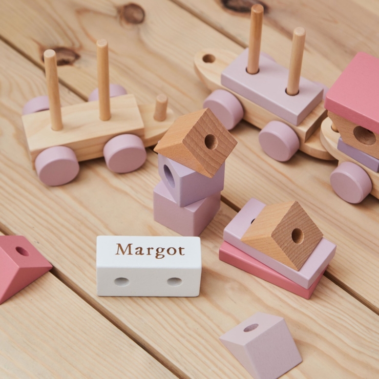 Personalized Wooden Pink Pull Along Train FSC®
