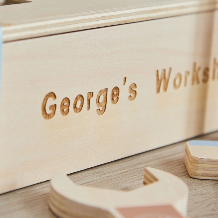 Personalized Wooden Tool Hammer Bench Toy FSC®