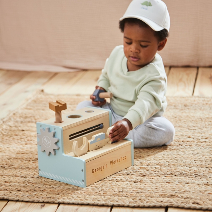 Personalized Wooden Tool Hammer Bench Toy FSC®