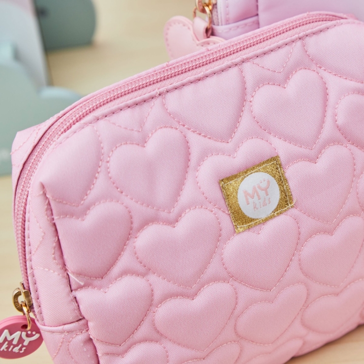 My Kids Personalised Rainbow Pink Pouch Set