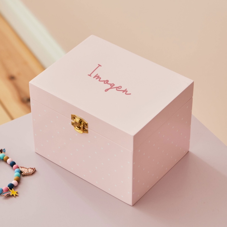 Personalised Wooden Pink Jewellery Box FSC®