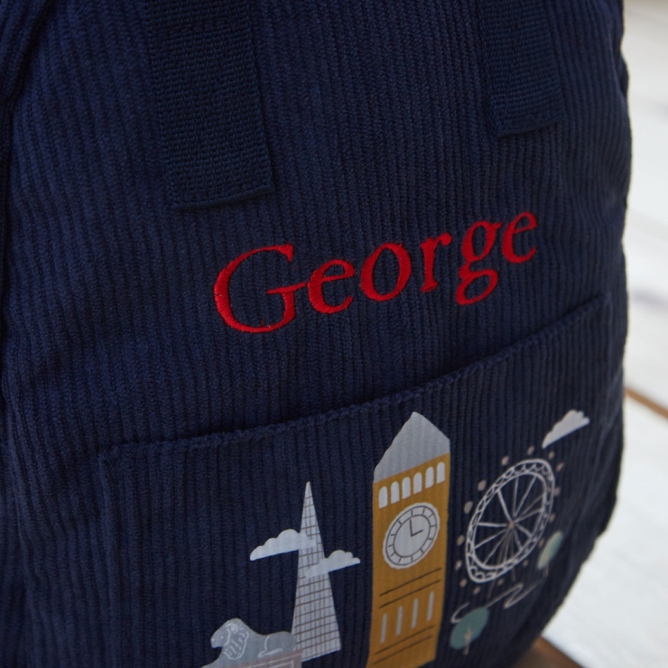 Personalized London Navy Cord Mini Backpack