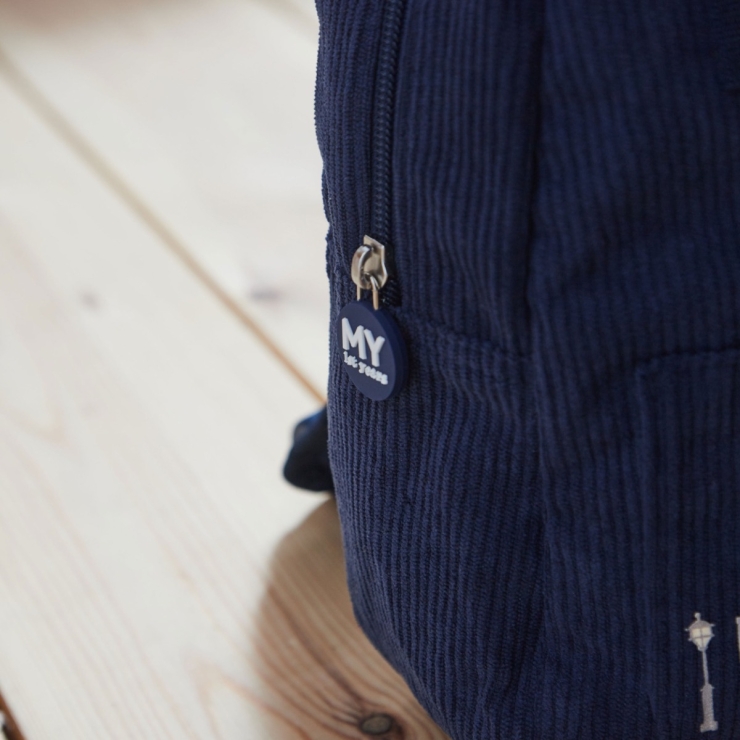 Personalized London Navy Cord Mini Backpack