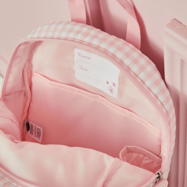 Personalised Pink Gingham Kids Backpack