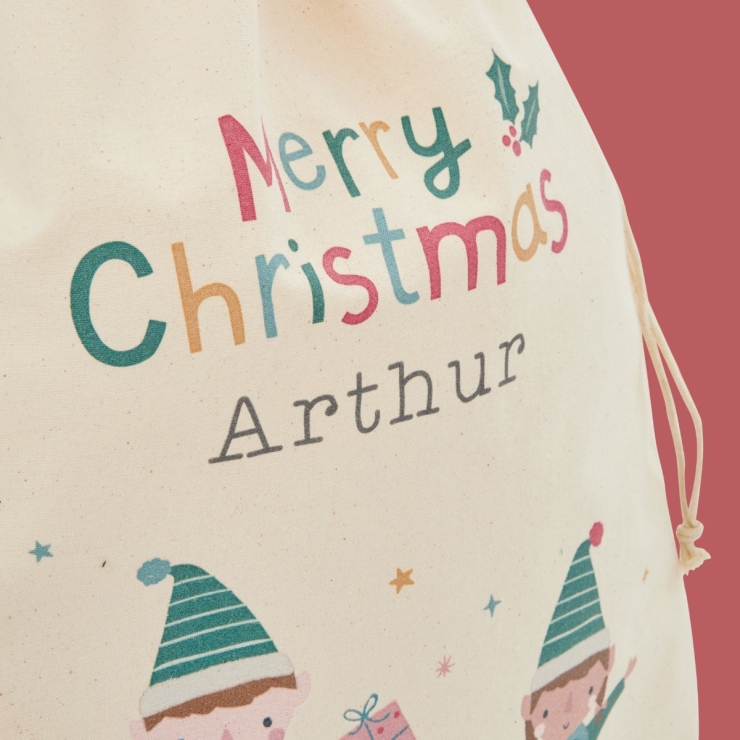 Personalised Elf Cream Sack