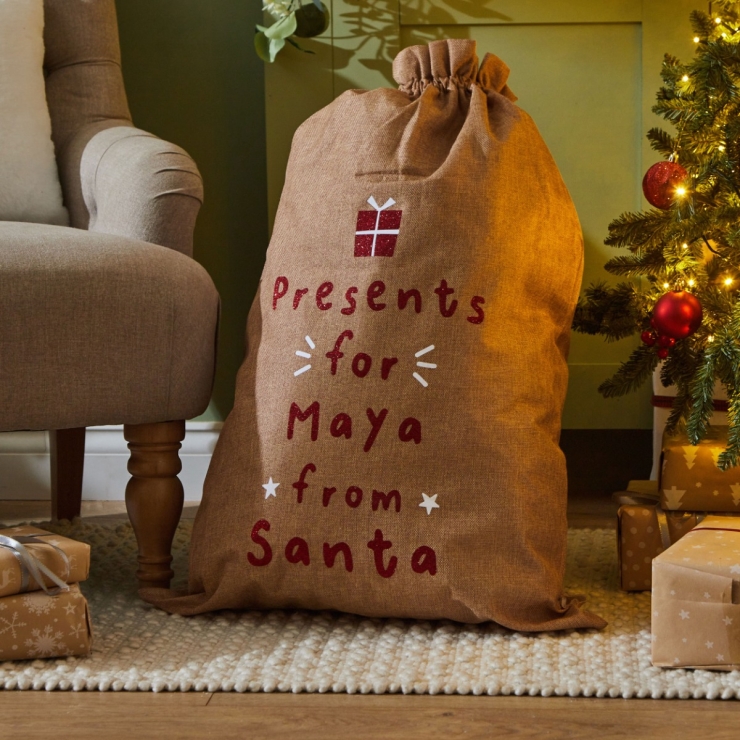 Personalised ‘Presents For’ Hessian Christmas Sack
