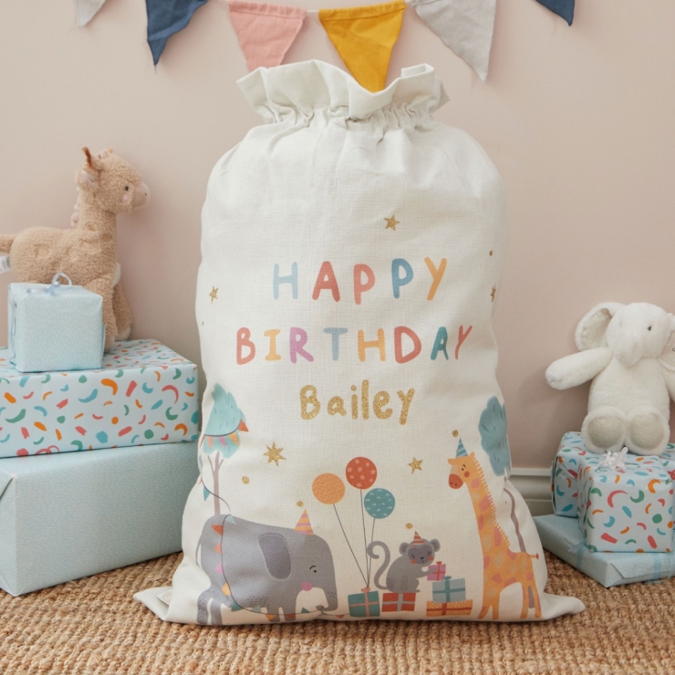 Personalised Party Animal Birthday Cream Sack