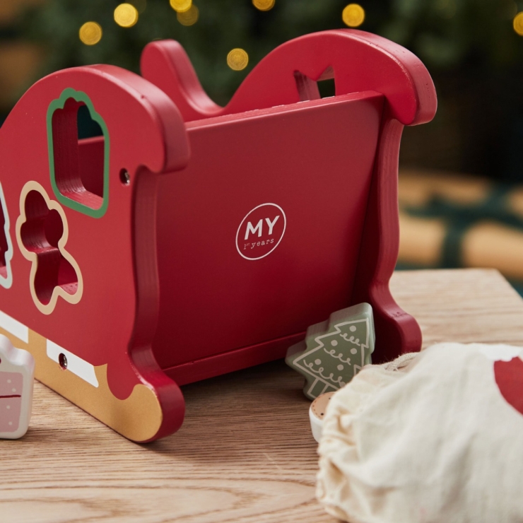Personalised Wooden Santa Sleigh Shape Sorter Toy FSC®