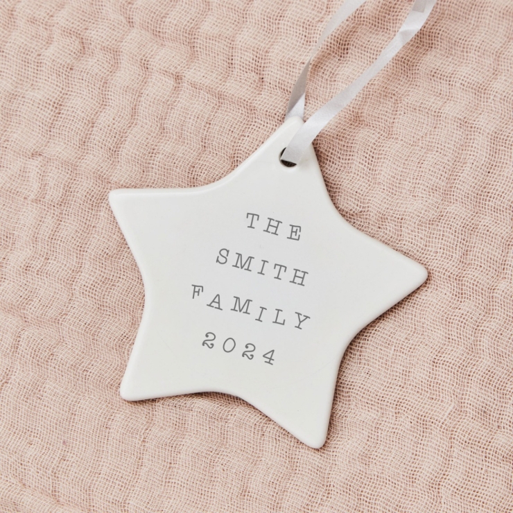 Personalised Family Star Ceramic Hanging Decoration