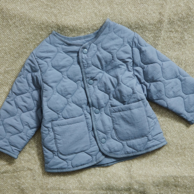 Personalized Back Name Blue Quilted Jacket 