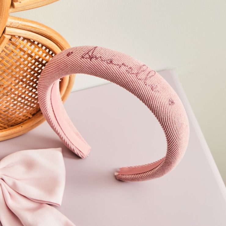 My Kids Personalized Pink Heart Padded Headband