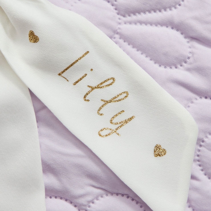 Personalized Ivory Gold Heart Hair Bow Clip