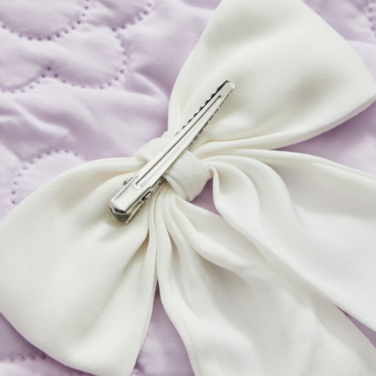 Personalized Ivory Gold Heart Hair Bow Clip