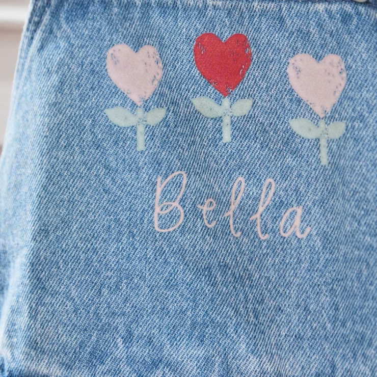 Personalized Three Tulip Denim Pinny Dress