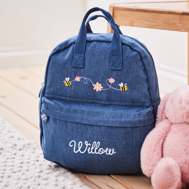 Personalized Bumblebee Medium Denim Backpack 
