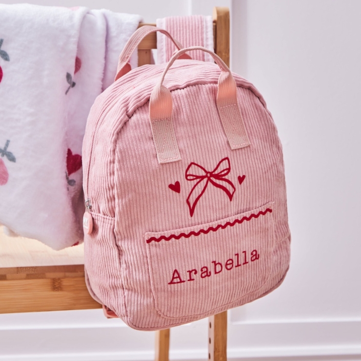 Personalized Frill Seekers Bow Pink Cord Mini Backpack