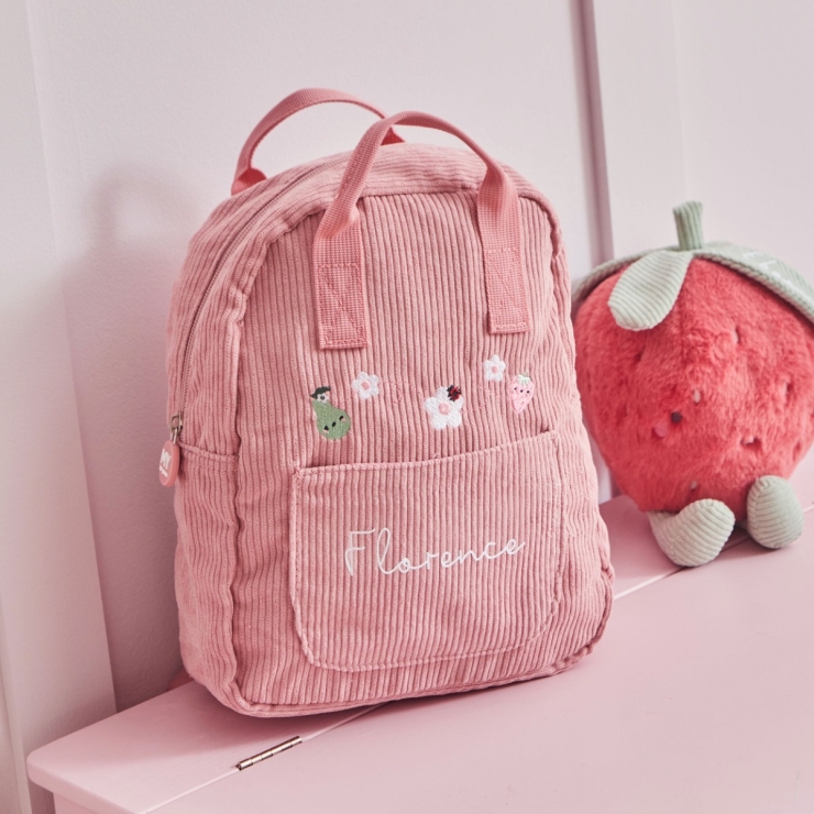 Personalized Bloom & Blossom Pink Mini Cord Backpack