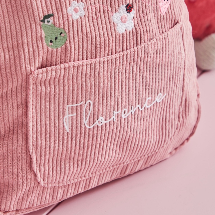 Personalized Bloom & Blossom Pink Mini Cord Backpack
