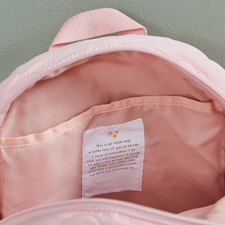 Personalized Heart Flower Pink Medium Quilted Backpack