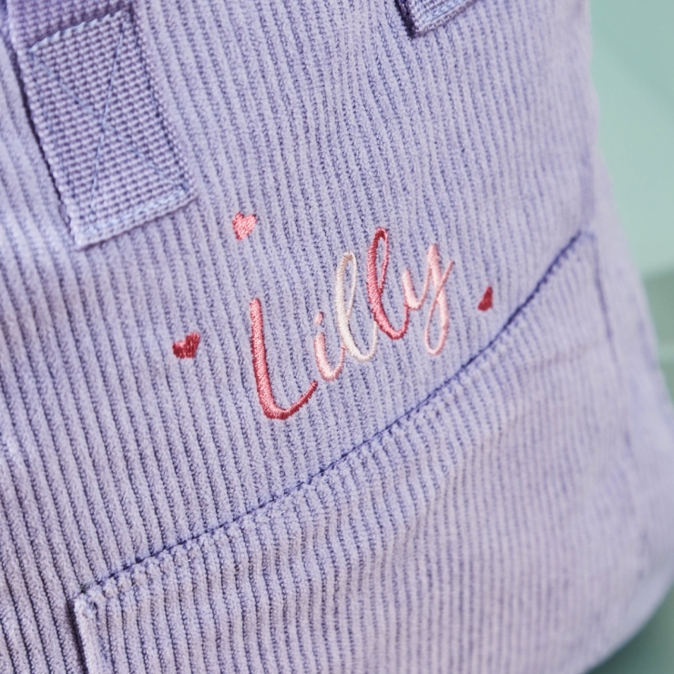 Personalized Pink Heart Lilac Cord Mini Backpack