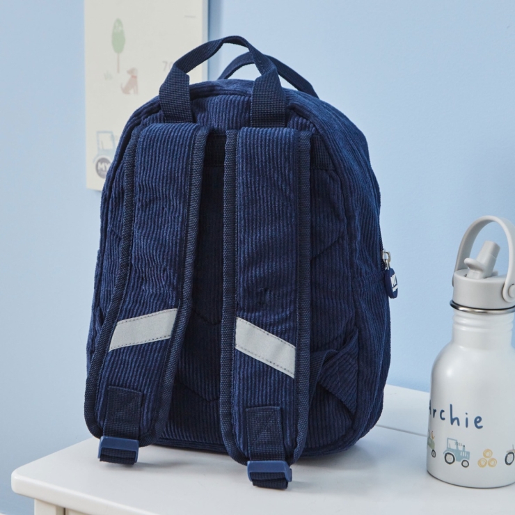 Personalized Navy Cord Tractor Mini Backpack