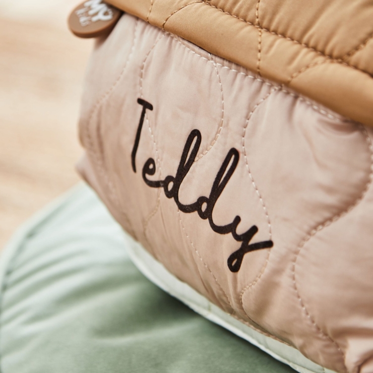 Personalized Bear Ecru Quilted Medium Backpack 