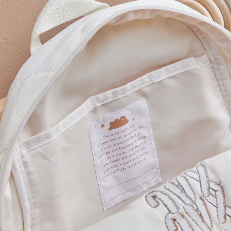 My Kids Personalised Bubble Gradient Name Quilted Medium Backpack in Ecru
