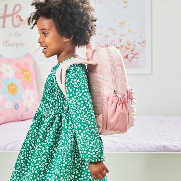 Personalized Bubble Gradient Name Pink Medium Quilted Backpack