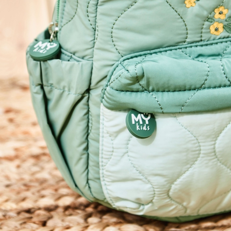Personalized Yellow Flower Sage Quilted Medium Backpack 