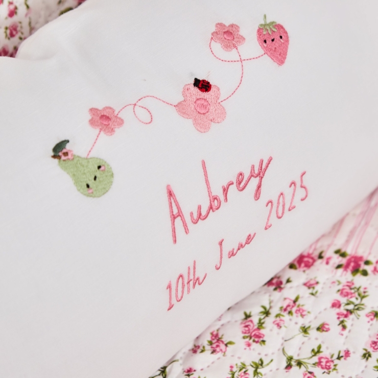 Personalised Bloom & Blossom Embroidered Linen Cushion 