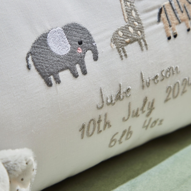Personalized Born To Be Loved Embroidered Linen Cushion
