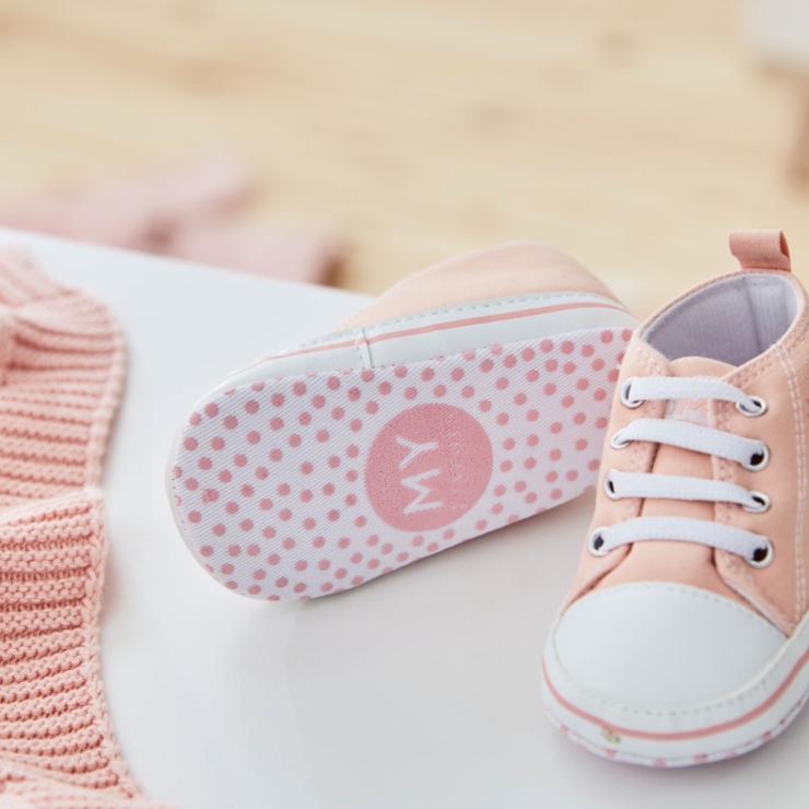 Personalized Pink Tulips Baby High Top Shoes 