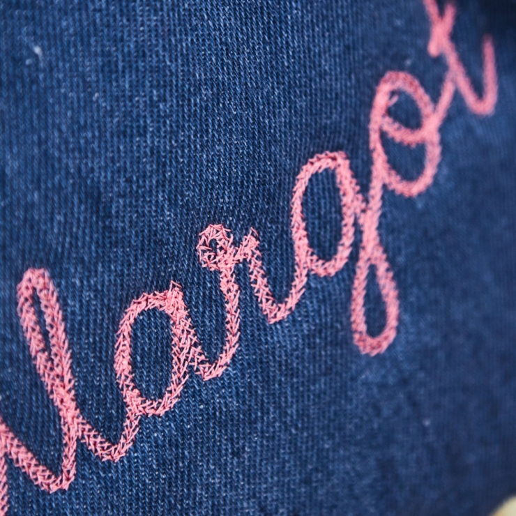 Personalized Pink Chain Stitch Denim Backpack 