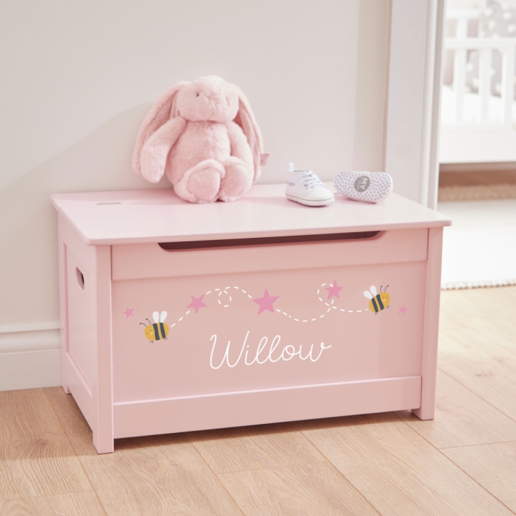 Personalised Pink Bumblebee Star Toy Box FSC®