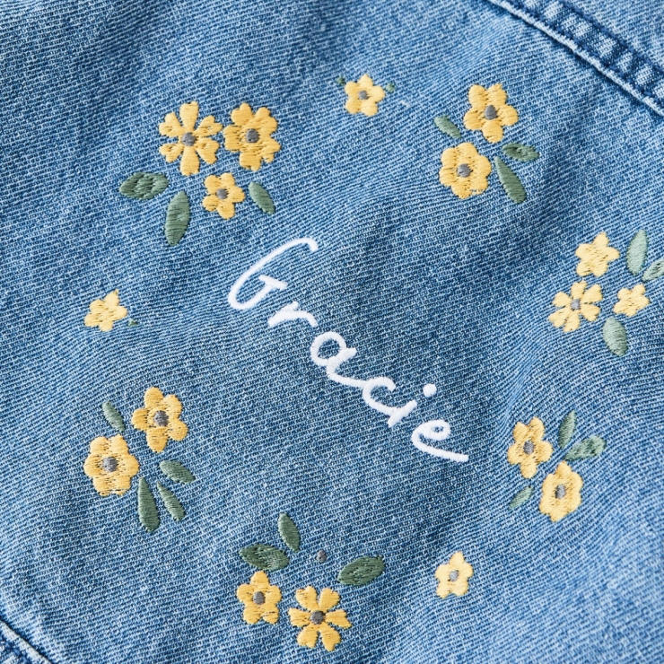 Personalized Yellow Flower Wreath Denim Jacket