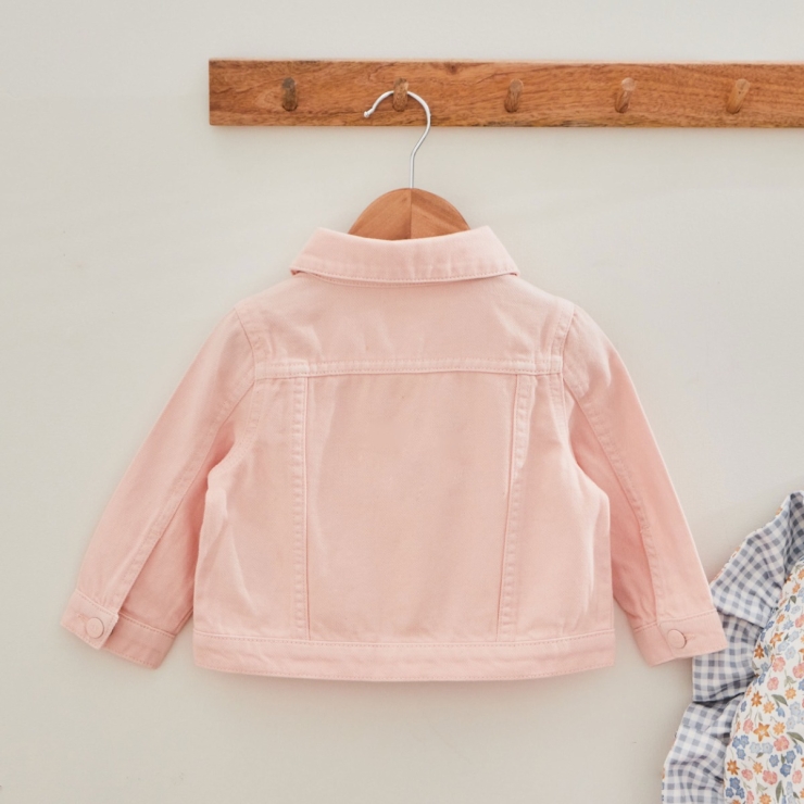 Personalized Three Daisies Pink Denim Jacket