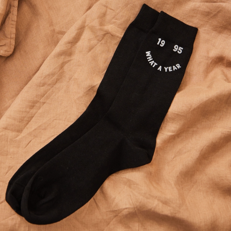 Personalised What a Year Black Socks by Made Yours