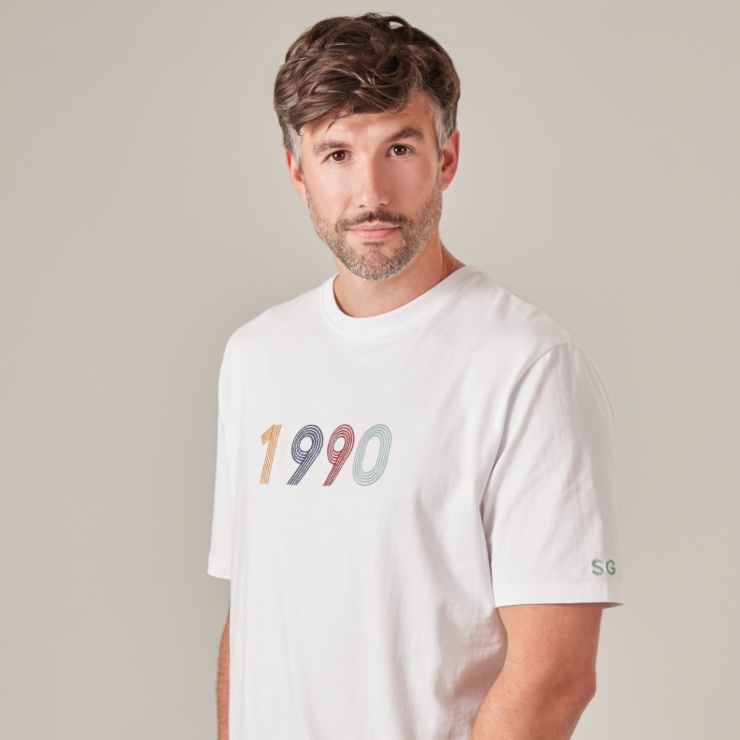 Personalised Men's Retro Birth Year White T-Shirt