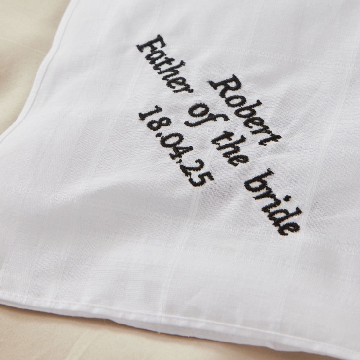 Personalised Black & White Wedding Handkerchief