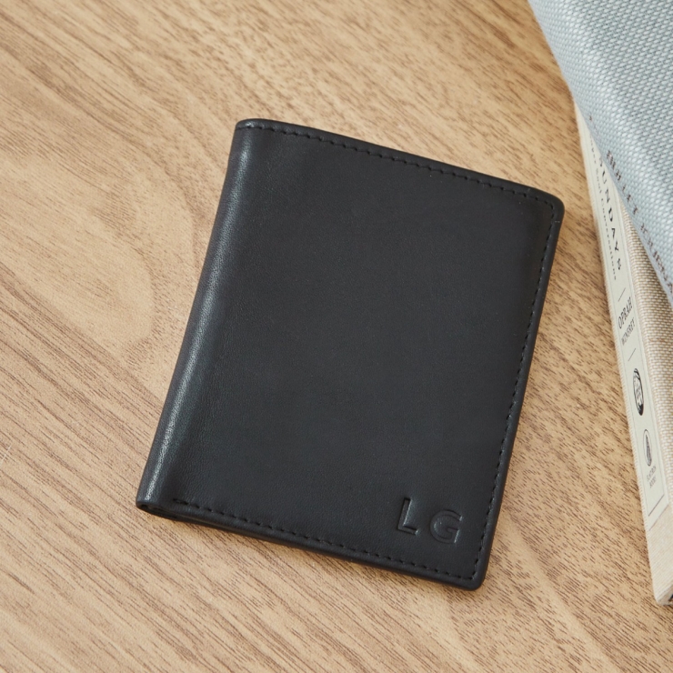 Personalised Black Leather Wallet 