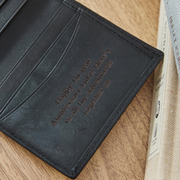 Personalised Black Leather Wallet 