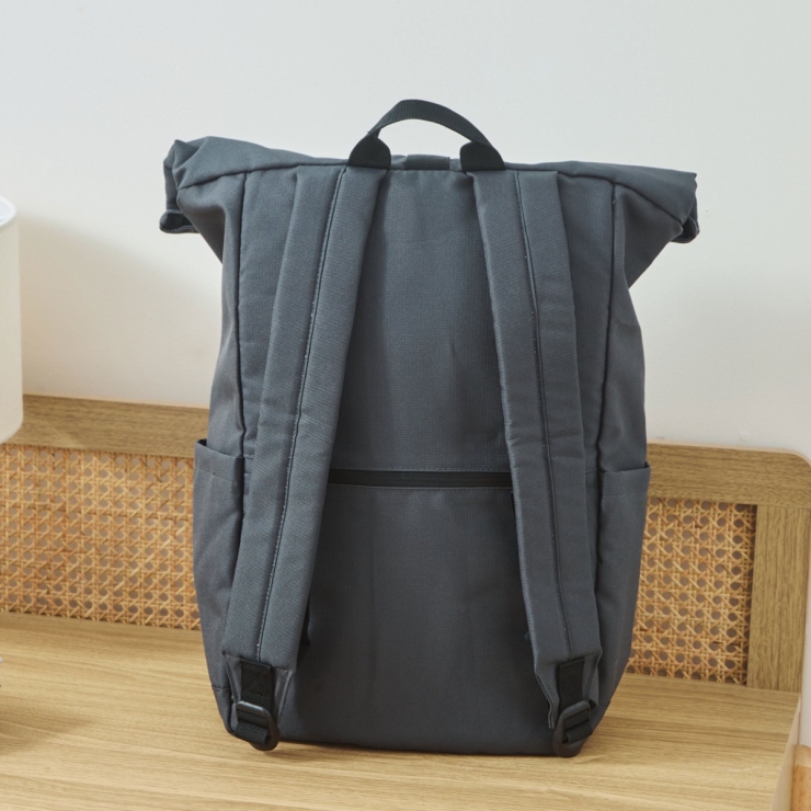 Personalised Roll Top Backpack in Anthracite 