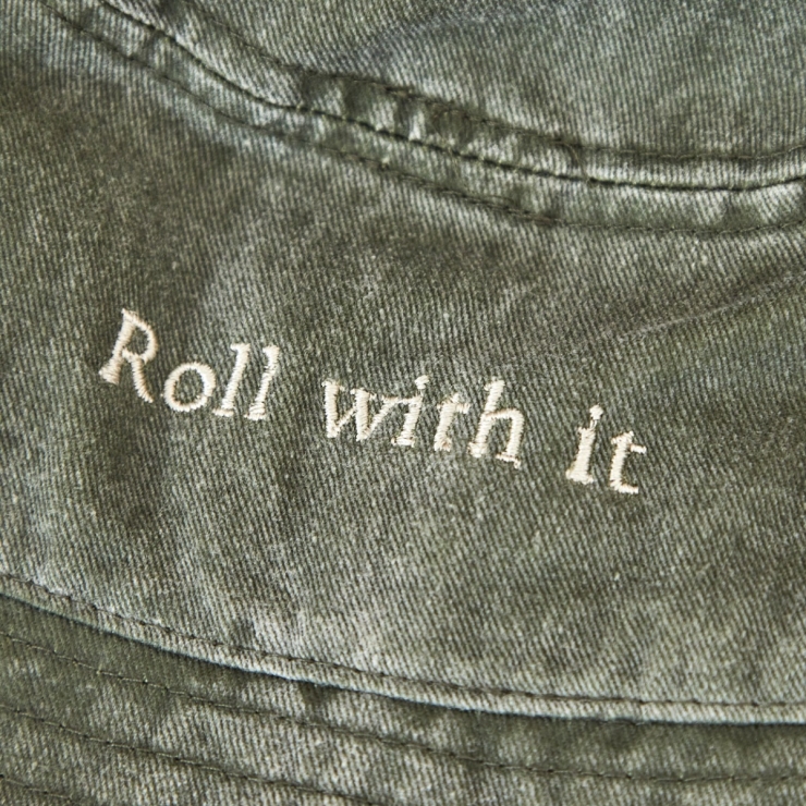 Personalised Vintage Bucket Hat in Olive Green