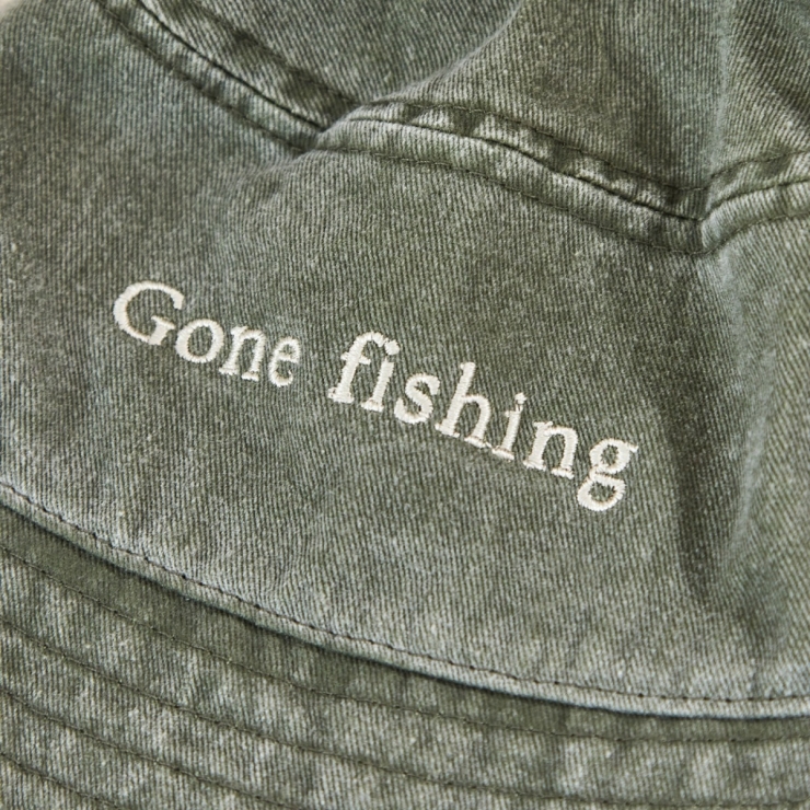 Personalised Vintage Bucket Hat in Olive Green
